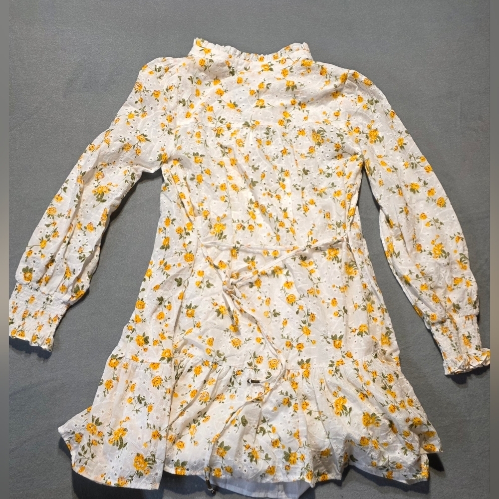 NWT FATE White and Yellow Eyelet Floral Long Sleeve Dress S/M/L Available - Picture 3 of 11
